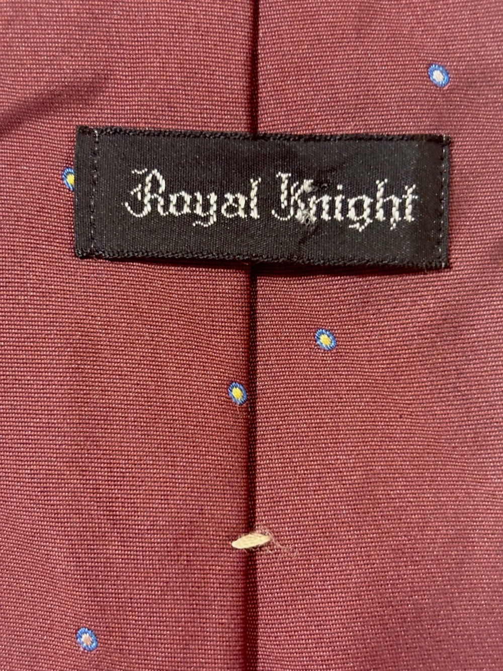 VTG Royal Knight Silk Blend Tie Burgundy Blue Pin Dot